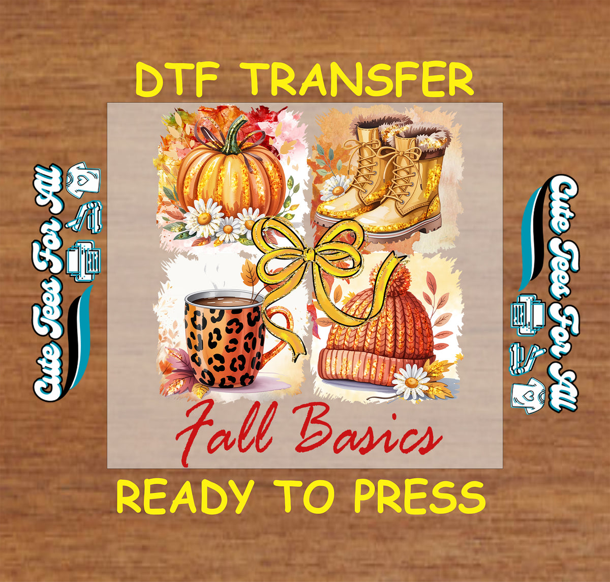 Fall Basics DTF Transfer – Pumpkin Coffee and Boots dtf mock up