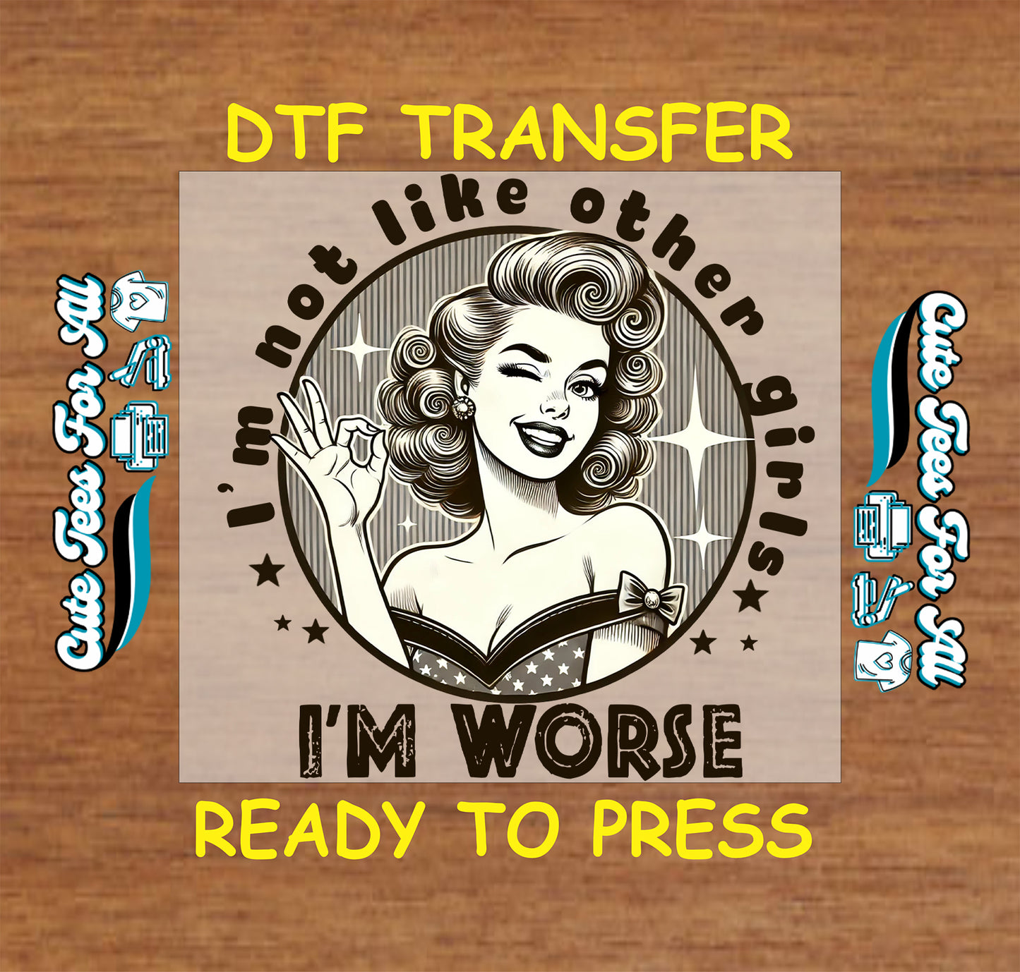 Sarcastic retro woman graphic ready to press dtf transfer iron on decal heat transfer design for DIY shirts
