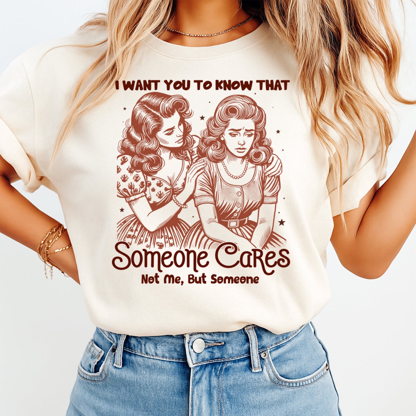 Vintage style sarcastic quote shirt featuring retro women graphic heat transfer design on neutral tee
