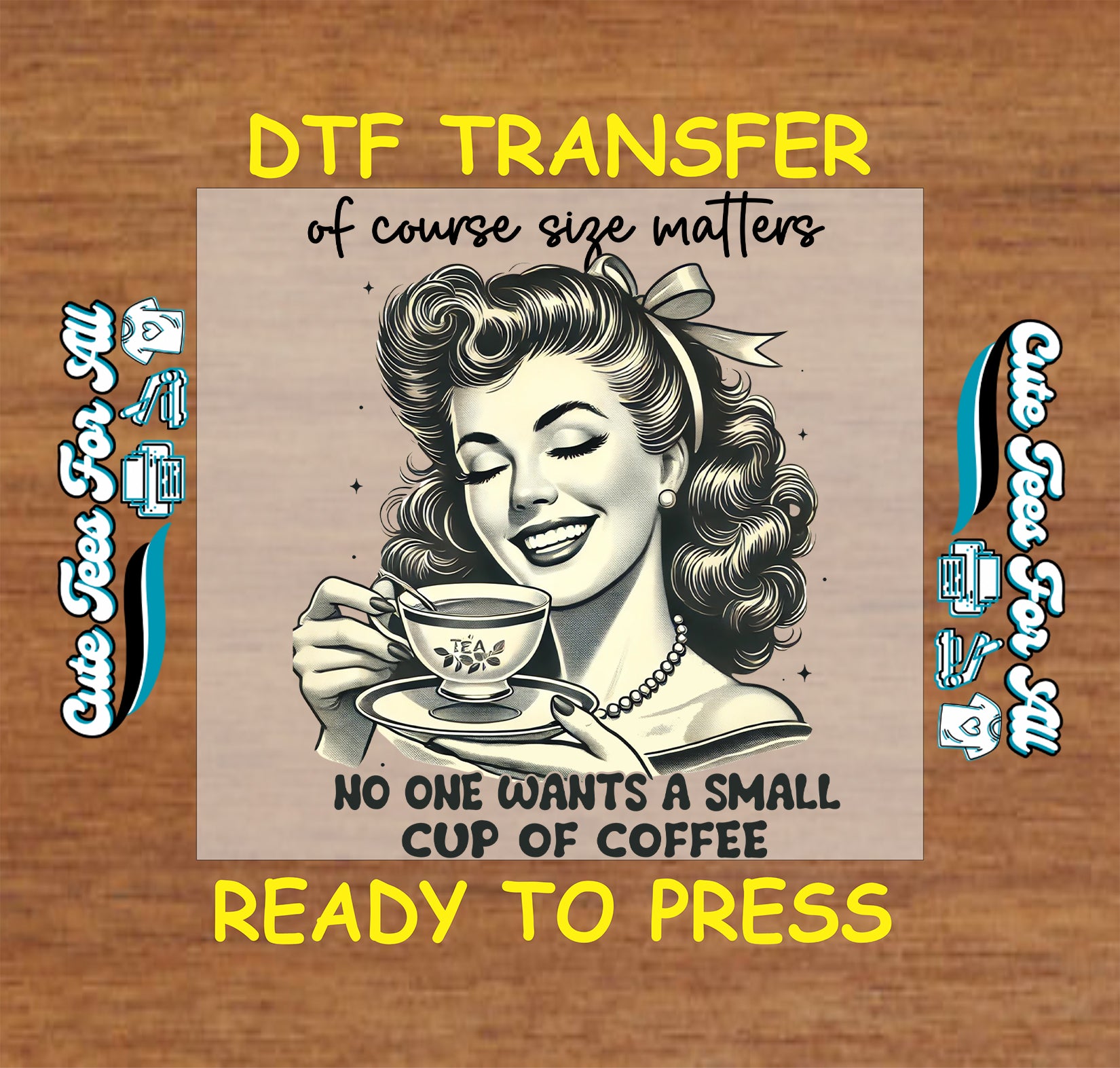 Funny retro coffee lover ready to press dtf transfer iron on decal heat transfer design for DIY shirts