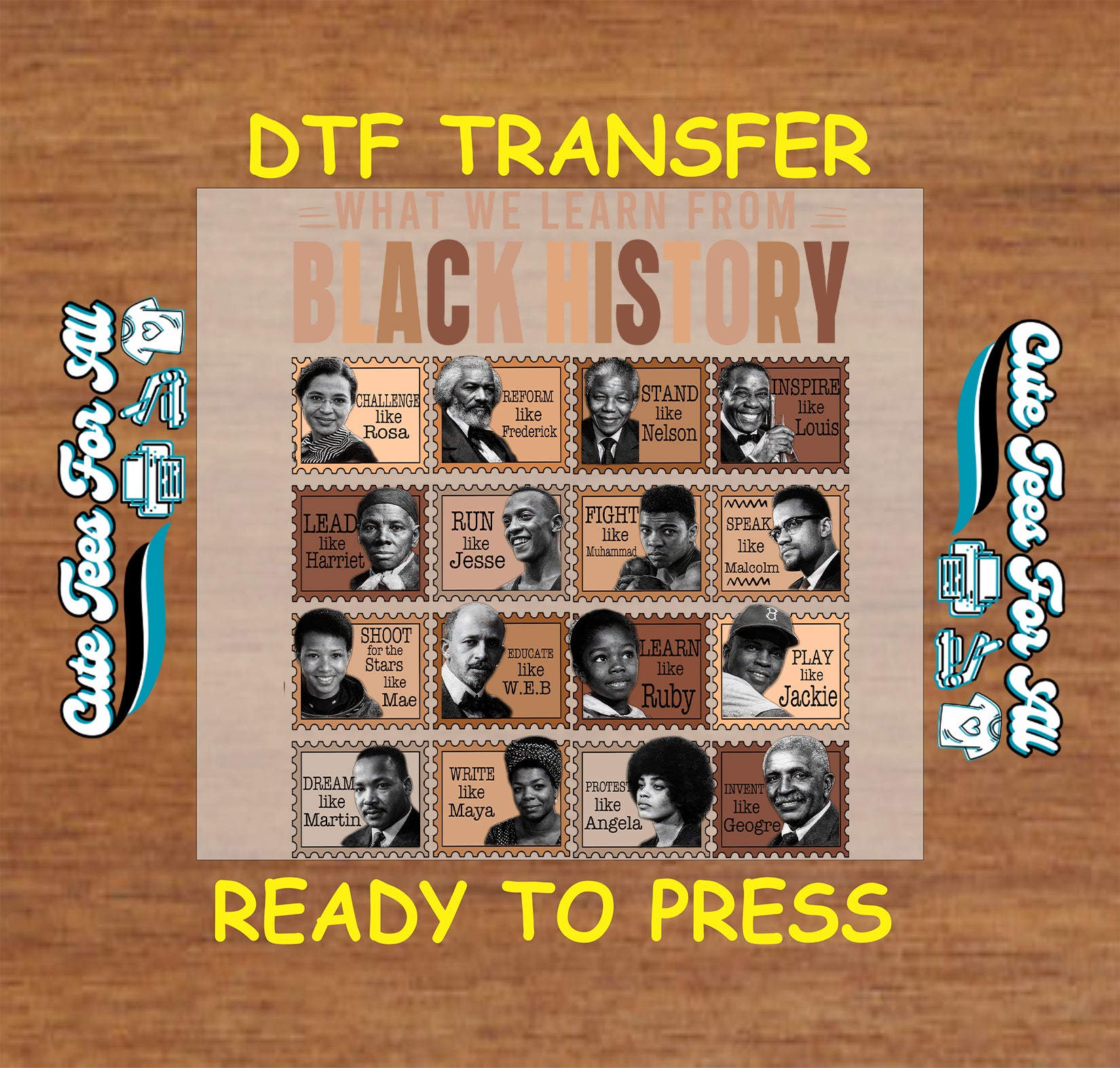 What We Learn From Black History ready to press dtf transfer iron on decal heat transfer with inspirational leaders design