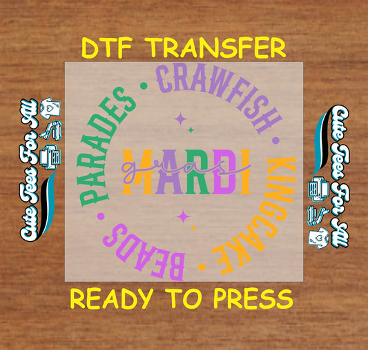 mardi gras parades crawfish kingcake beads ready to press dtf transfer iron on heat transfer for diy shirts