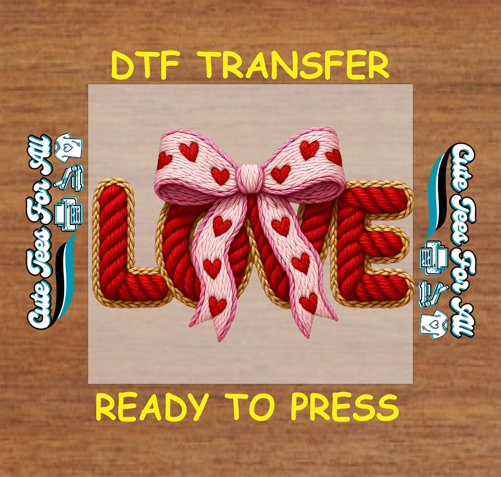 love heart bow ready to press dtf transfer valentine iron on heat transfer for diy shirts