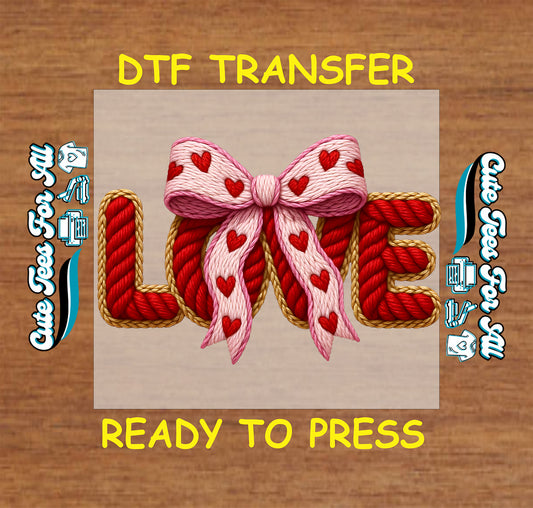 love heart bow ready to press dtf transfer valentine iron on heat transfer for diy shirts