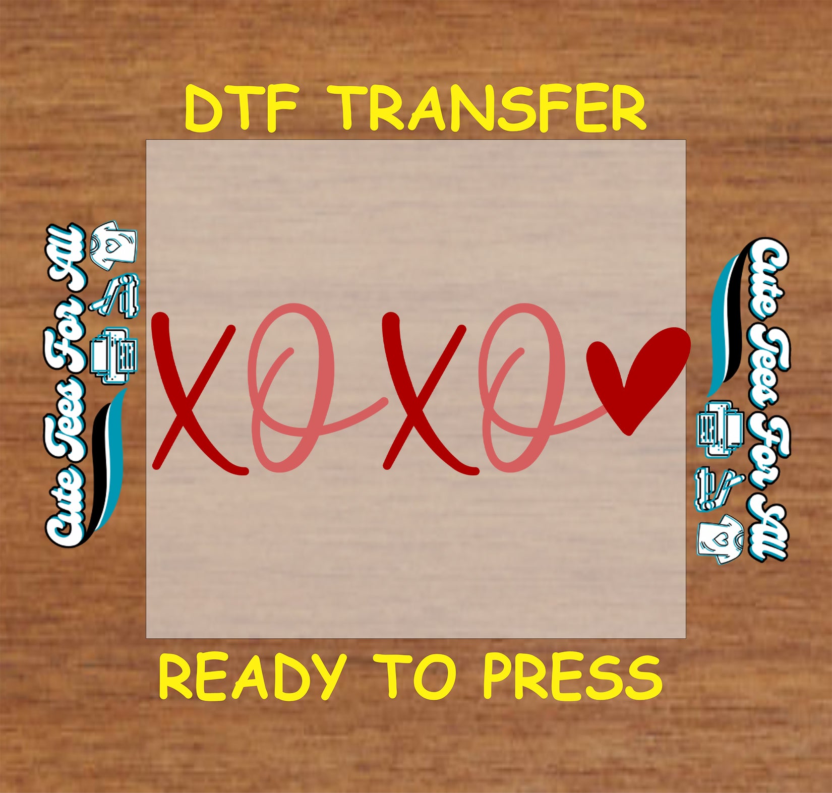 xoxo valentine kiss script ready to press dtf heat transfer iron on decal for diy shirts