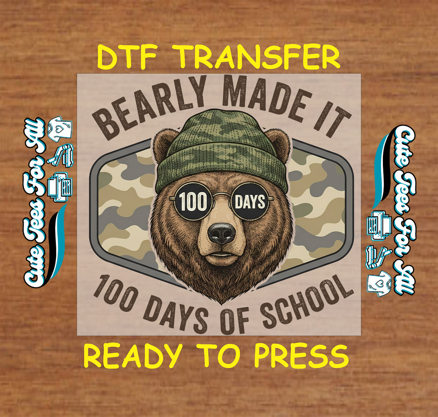 bearly made it 100 days of school ready to press dtf transfer bear school iron on heat transfer for diy shirts