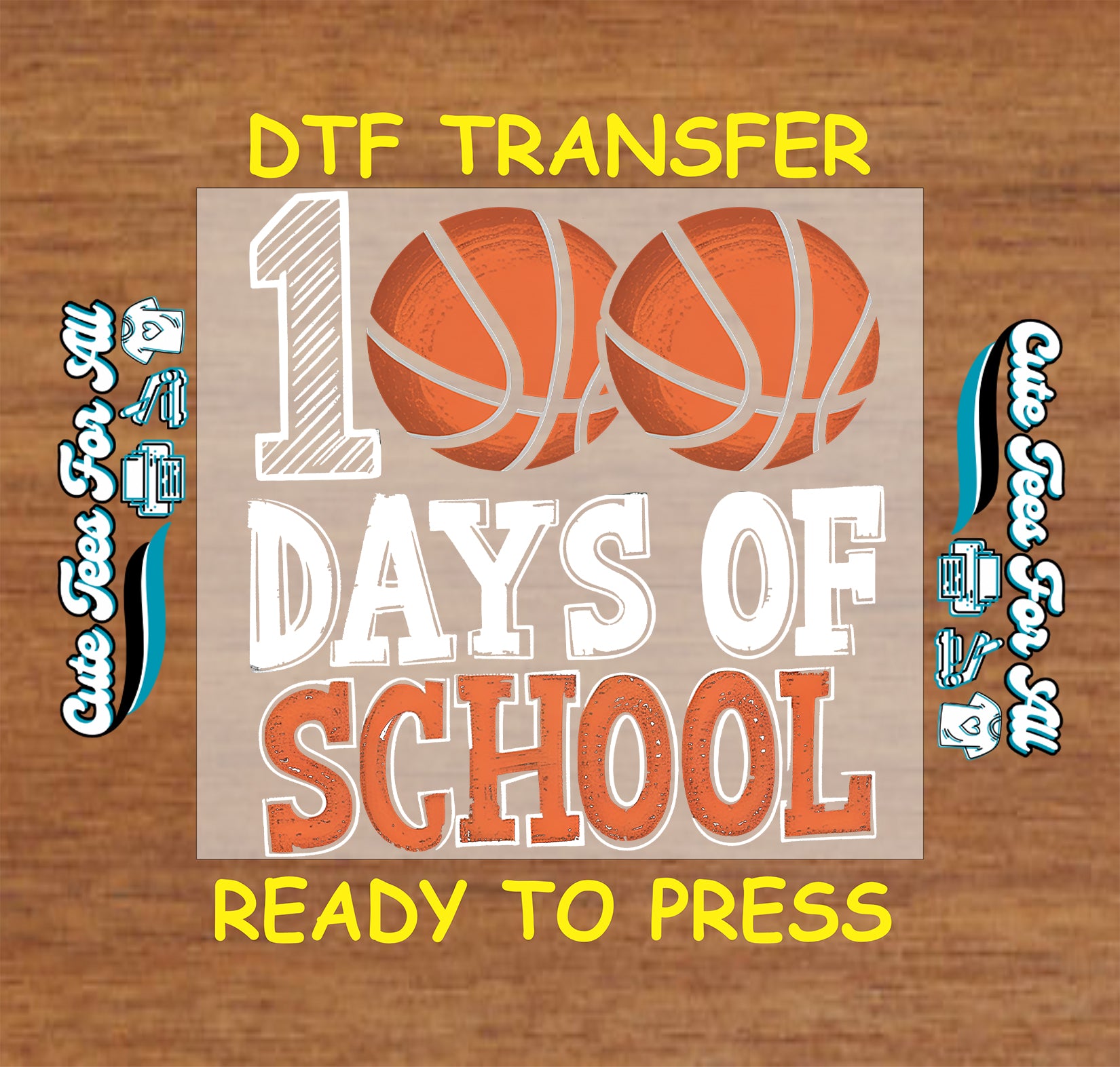 100 days of school basketball ready to press dtf transfer sports school iron on heat transfer for diy shirts