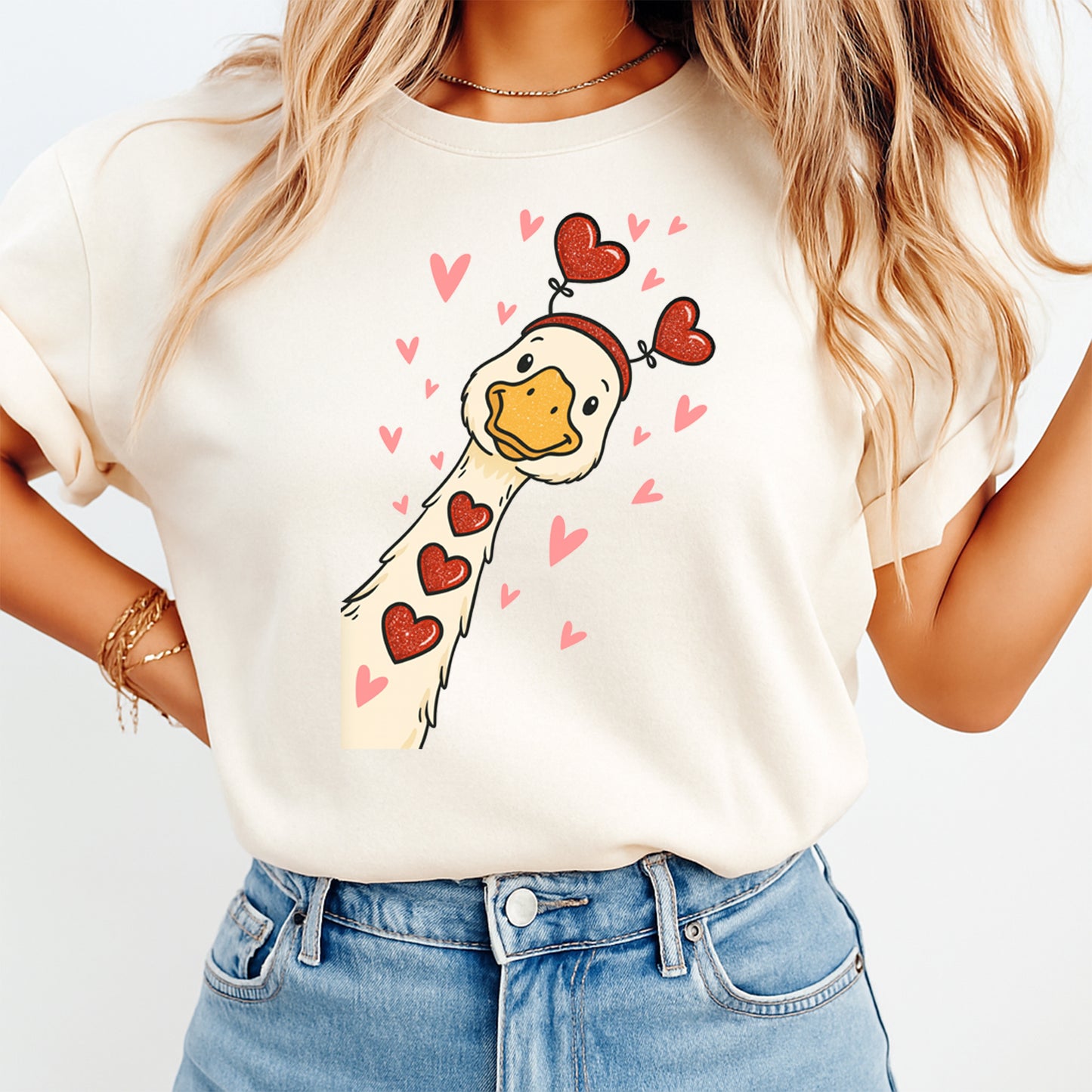 Valentine Goose DTF Transfer – Cute Love Goose Shirt Design Ready to Press 13330