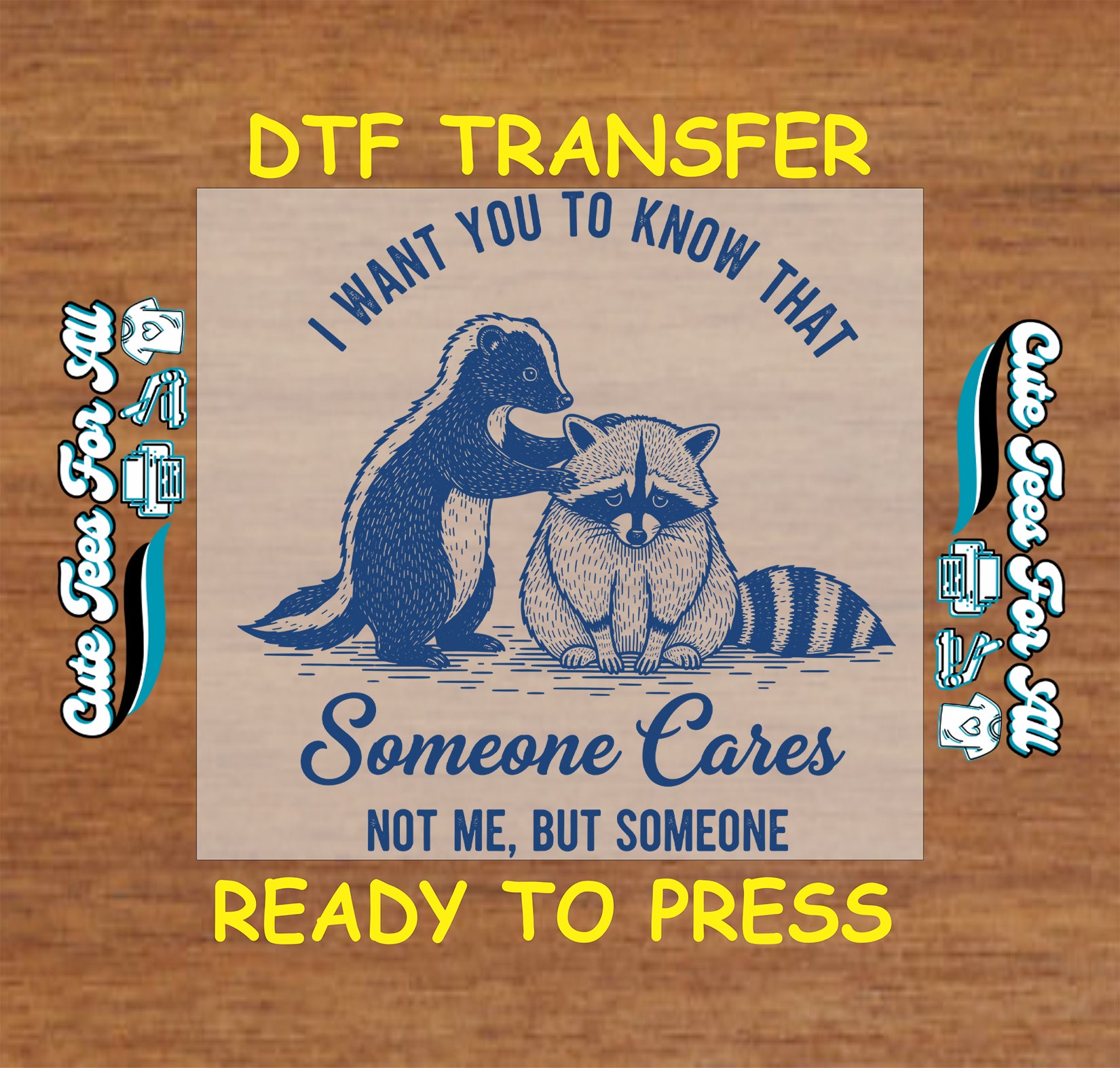 funny raccoon sarcastic quote ready to press dtf transfer someone cares animal iron on heat transfer