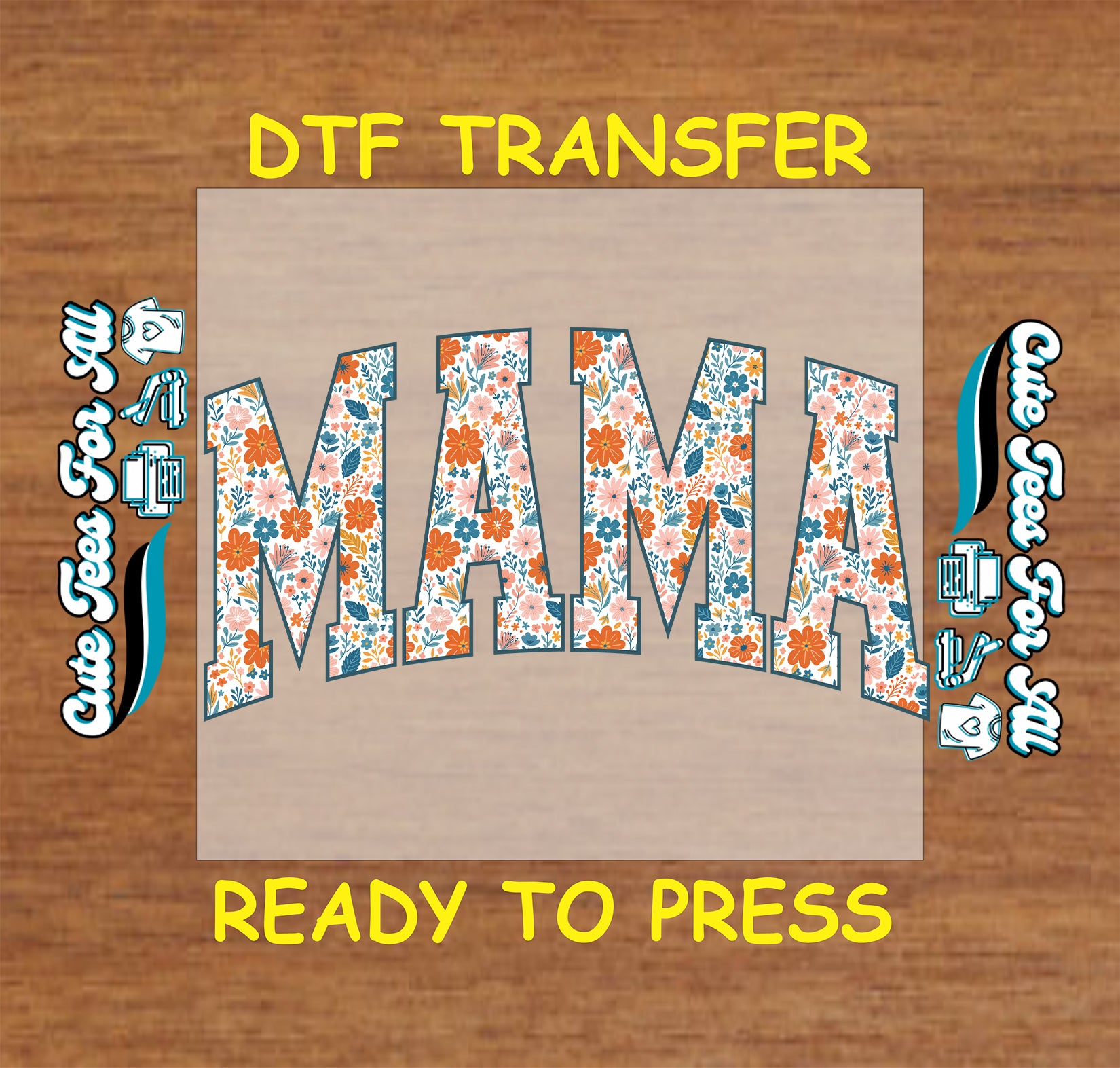 mama floral pattern ready to press dtf transfer vintage flower fill lettering iron on heat transfer design for diy shirts