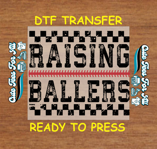 raising ballers ready to press dtf transfer checkered sports design baseball stitch detail iron on heat transfer for diy shirts
