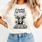 Sarcastic Western DTF Transfer – I Checked My Receipt Highland Cow Design Iron On Heat Transfer Decal Ready to Press DTF for DIY Sarcastic Shirts 13545
