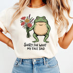 Funny Frog DTF Transfer – Sorry For What My Face Said Design Ready to Press 13732