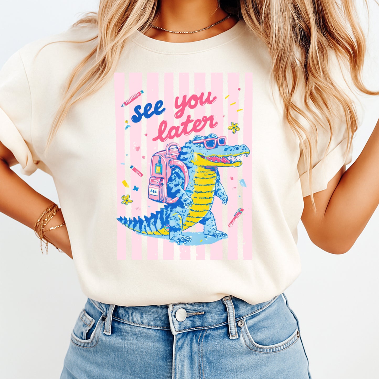 See You Later Alligator DTF Transfer Cute School Animal Ready to Press Iron On Heat Transfer 13971