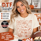 Football Season DTF Transfer Tis the Season Fall Cheer Ready to Press Iron On Heat Transfer 14161