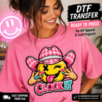 Western DTF Transfer – Clock It Cowgirl Smiley Ready to Press Iron On Heat Transfer 14271