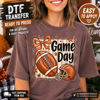 Football DTF Transfer – Retro Game Day Bow Ready to Press Iron On Heat Transfer 14272