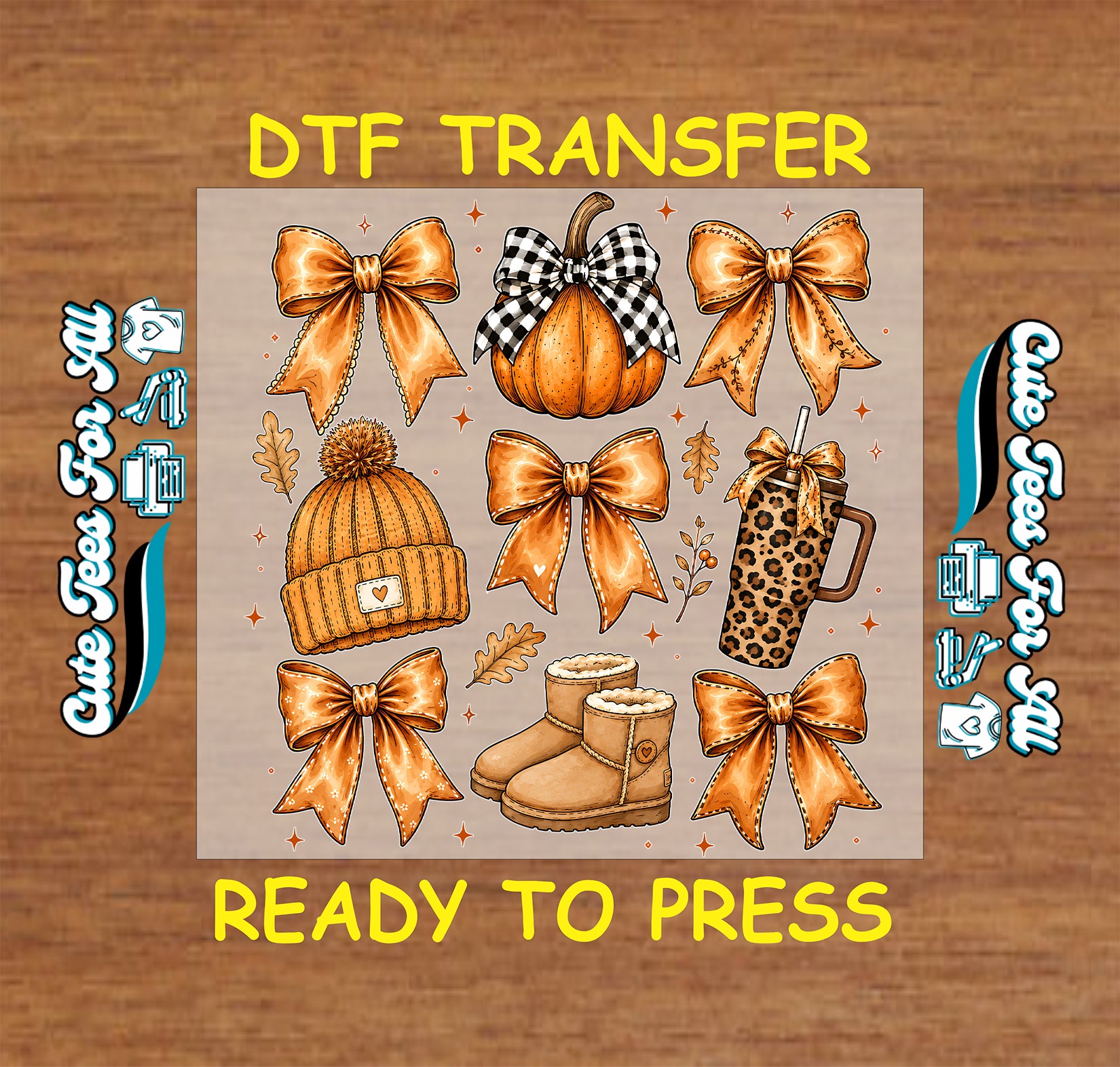 Senior Class of 2027 DTF transfer featuring colorful patterned lettering, pink bow, heart accents, and graduation script.