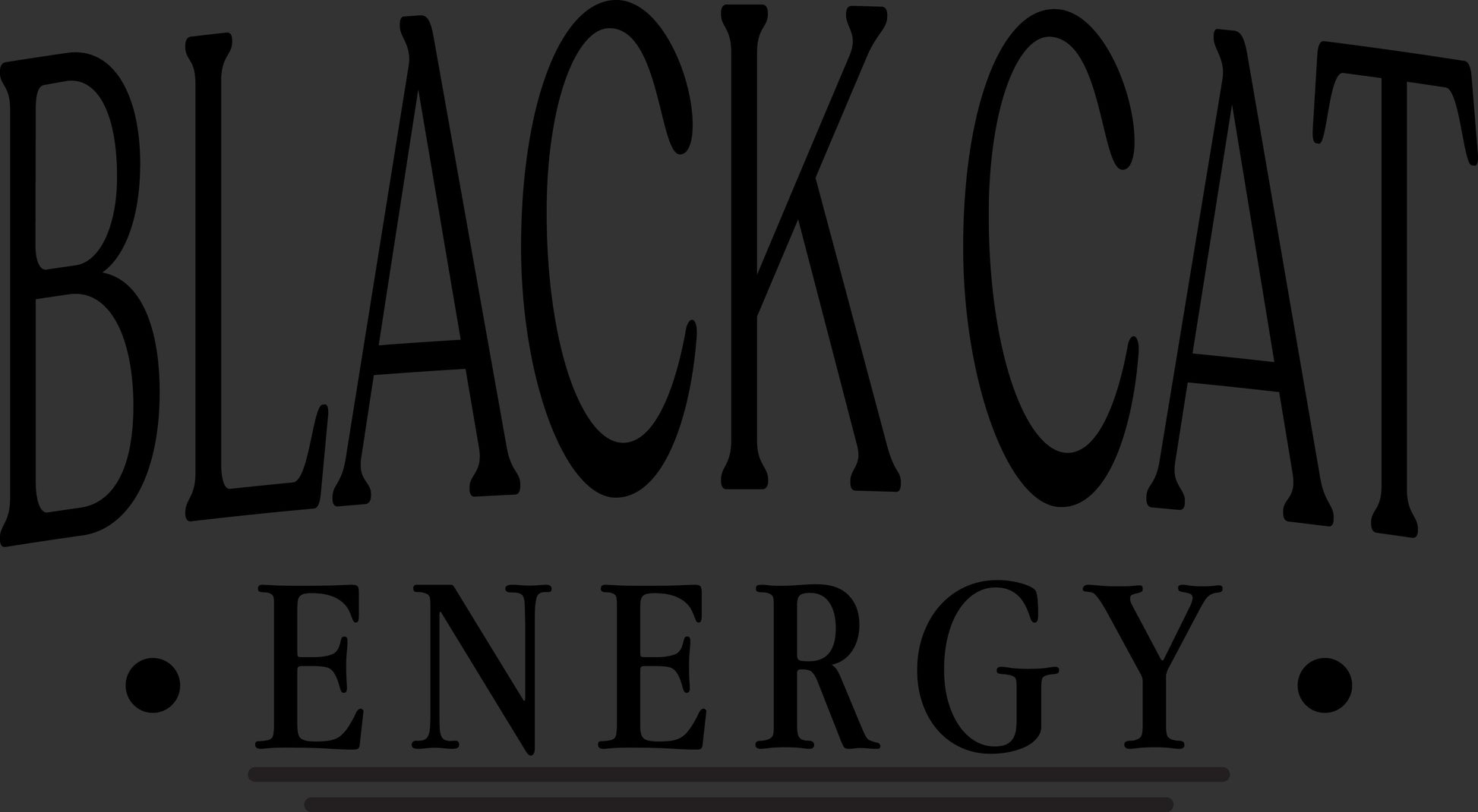 Black cat energy logo text on a dark gray background.