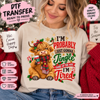 Funny Christmas DTF Transfer – Tired Highland Cow Shirt Design Ready to Press 15180