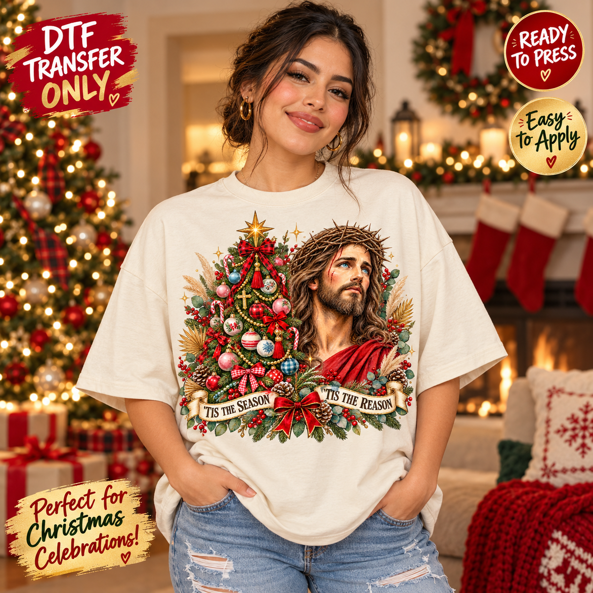 Jesus Christmas DTF Transfer – Reason for the Season 15422Jesus Christmas DTF Transfer – Reason for the Season SHIRT MOCK UP