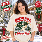 North Pole Christmas Tree Farm Polar Bear DTF Transfer 15451