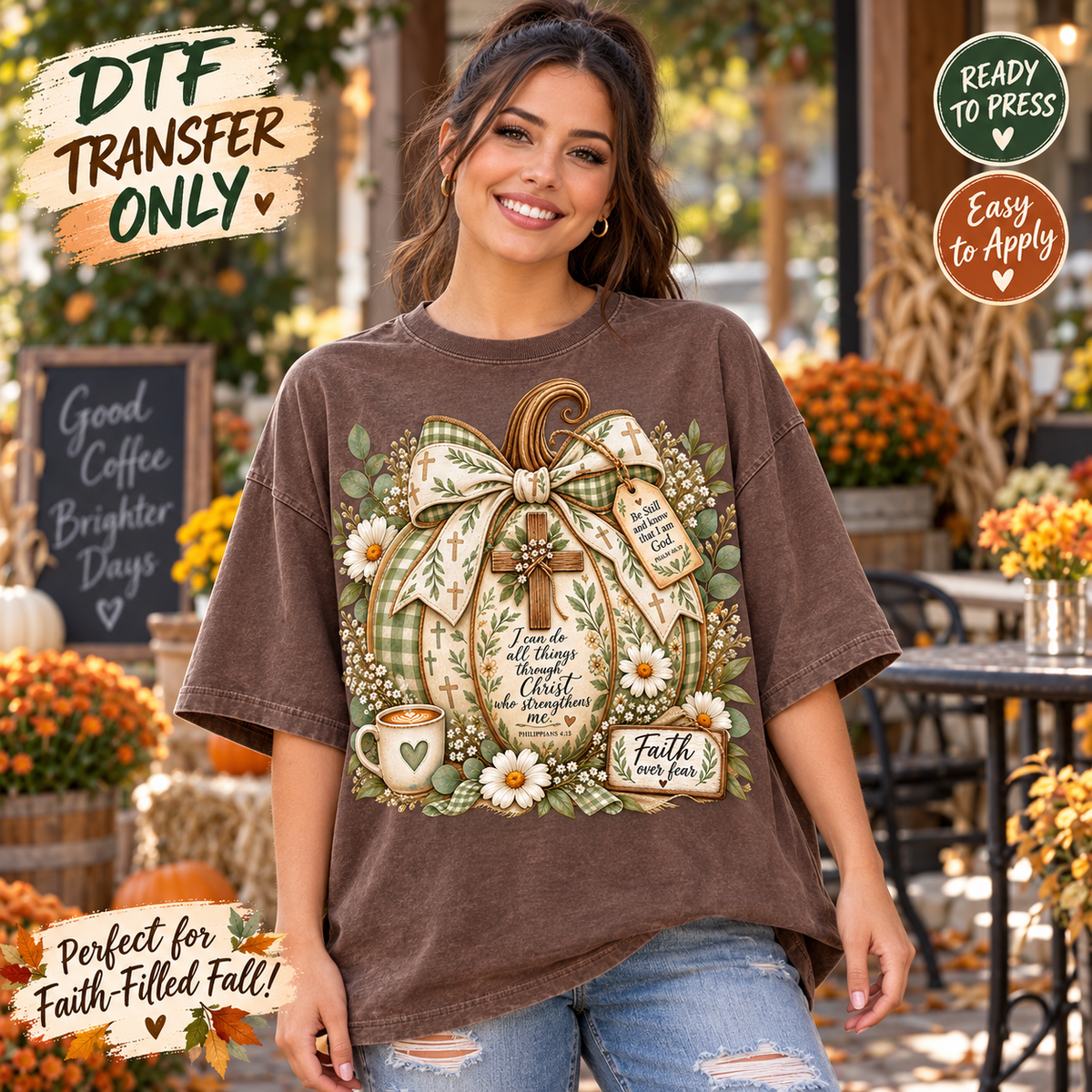 I Can Do All Things Through Christ Fall Pumpkin DTF Transfer 15495