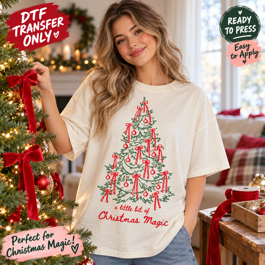 A Little Bit of Christmas Magic DTF Transfer – Bow Tree 15532