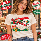 Cute Christmas Goose DTF Transfer – Santa Hat and Scarf 15543