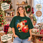 Christmas Ornament Rooster DTF Transfer 15614