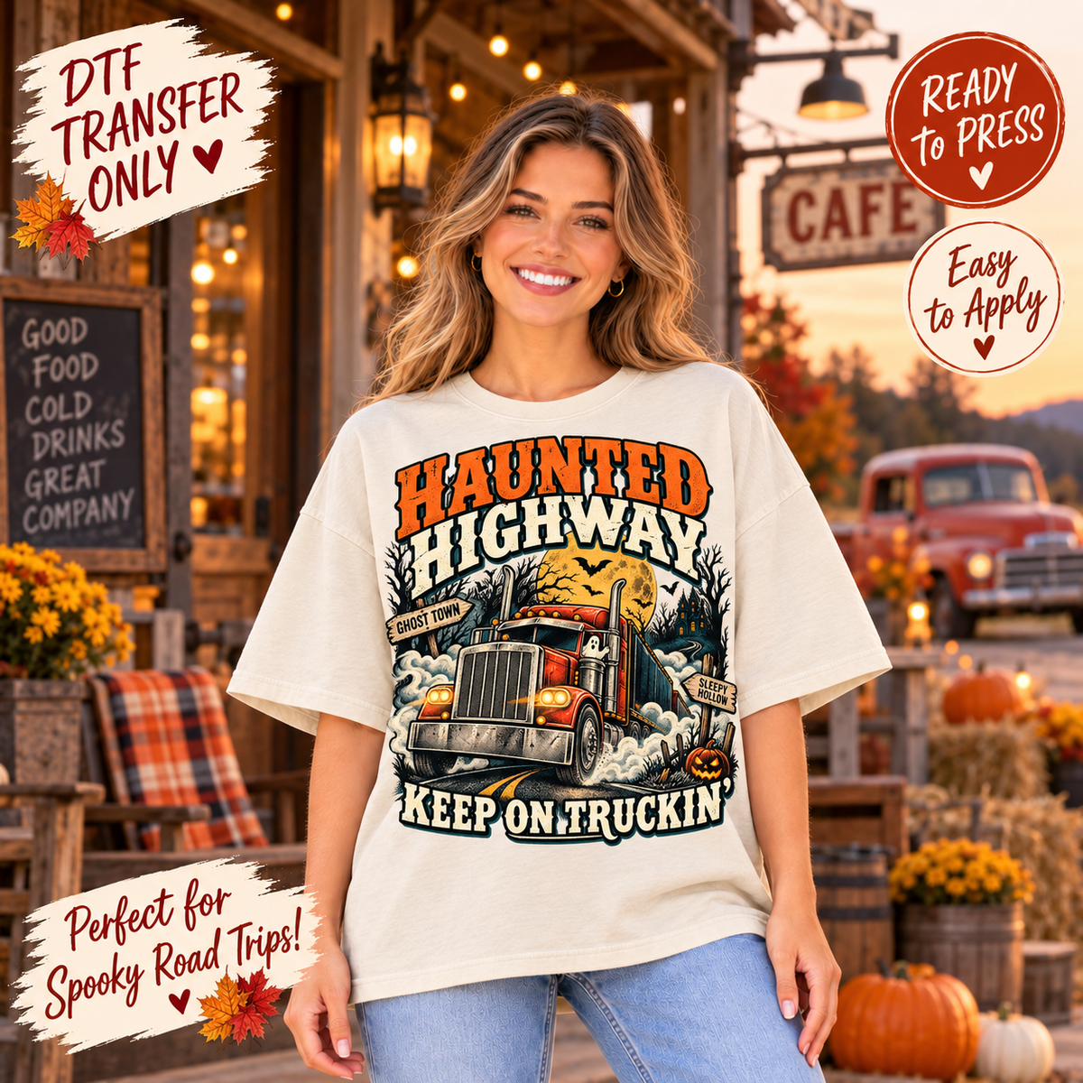 Halloween Haunted Highway Keep on Truckin DTF Transfer 15637