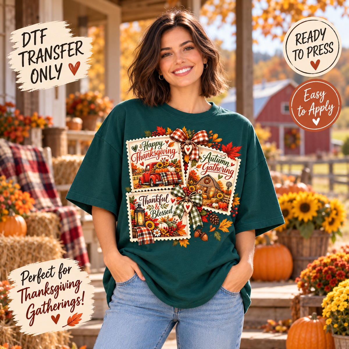 Thanksgiving Autumn Stamp Collage DTF Transfer 15680
