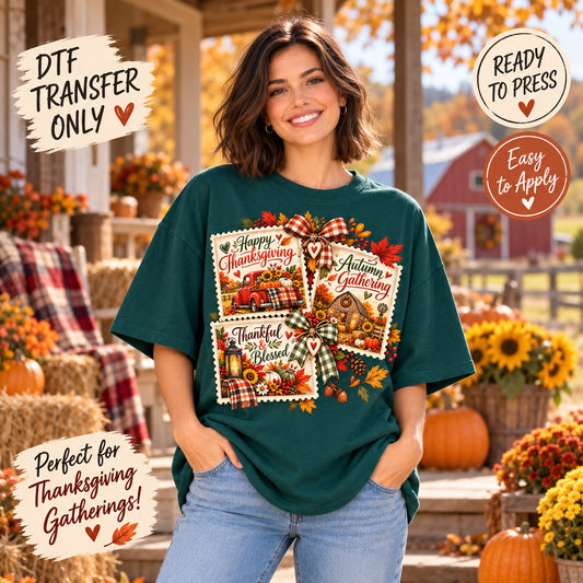 Thanksgiving Autumn Stamp Collage DTF Transfer 15680