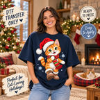 Christmas Kitten DTF Transfer - Santa Hat and Scarf 15681