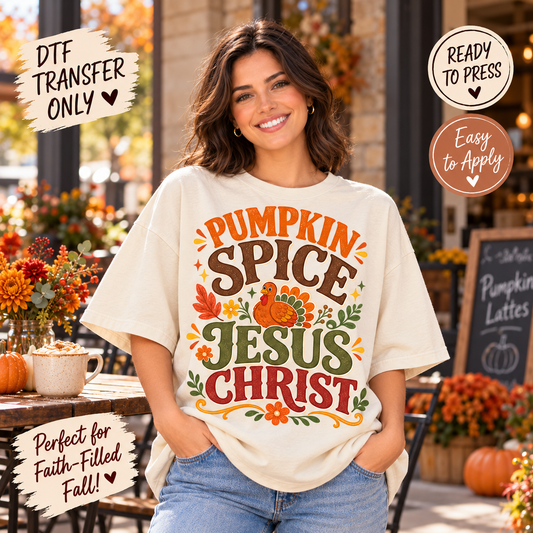 Pumpkin Spice Jesus Christ Christian Fall DTF Transfer 15685