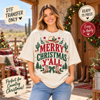 Merry Christmas Y'all Western DTF Transfer - Cowboy Boots 15686