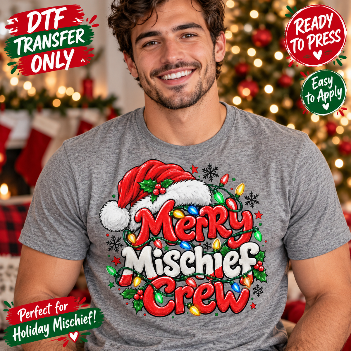 Merry Mischief Crew Funny Christmas DTF Transfer 15695