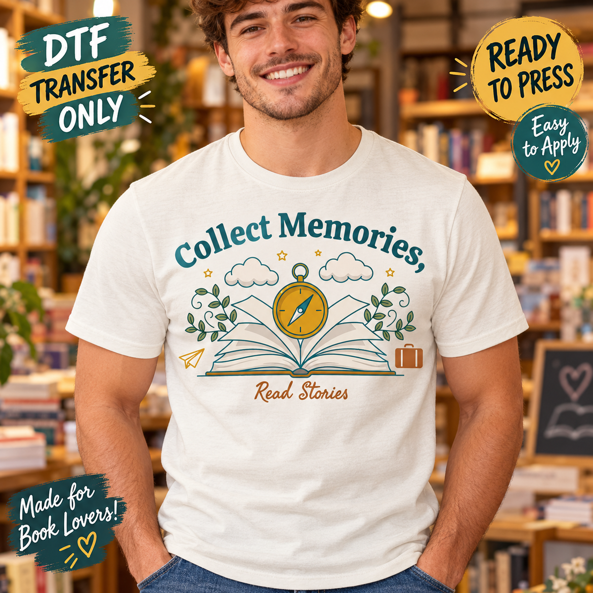Collect Memories Read Stories Book Lover DTF Transfer 15731