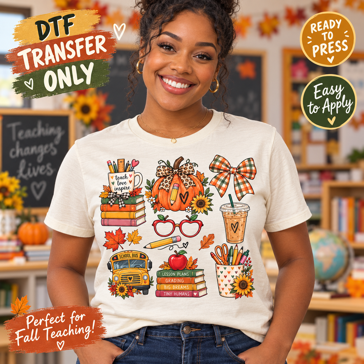 Fall Teacher Collage DTF Transfer - Teach Love Inspire 15744