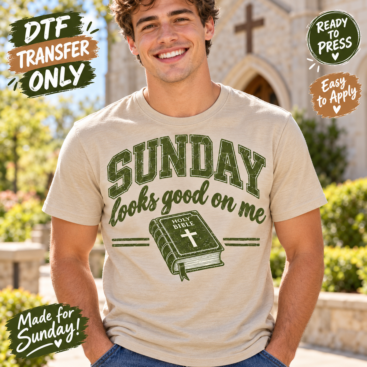 Sunday Looks Good on Me DTF Transfer Christian Bible 15756
