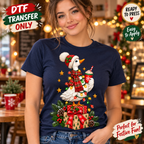 Christmas Goose DTF Transfer Santa Hat Holiday Lights 15757