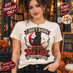 Funny Black Cat Halloween DTF Transfer – Bad Luck 15832