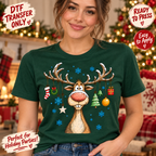 Funny Christmas Reindeer DTF Transfer – Hanging Ornaments 15833