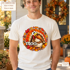 Funny Thanksgiving Moo Turkey DTF Transfer – Autumn Wreath 16136