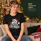 Merry Christmas Raccoon Santa Hat DTF Transfer 16235