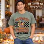 Coolest Turkey at the Table Funny Thanksgiving DTF Transfer - Black Check 16424
