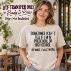 Funny Work DTF Transfer - Preschool or High School Black Type 16453