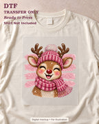 Christmas Pink Reindeer DTF Transfer 16732