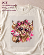 Valentine Highland Cow Leopard Drink DTF Transfer 16824