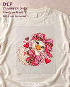 Valentine Goose Pink Leopard Bows DTF Transfer 16825